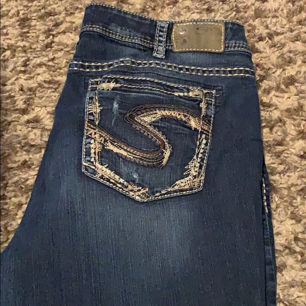 Silver dark wash bootleg